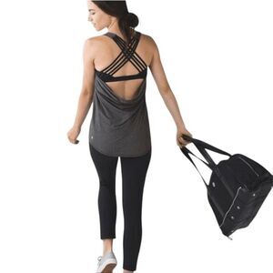 LULULEMON ATHLETICA Wild Tank Heathered Black Size 4